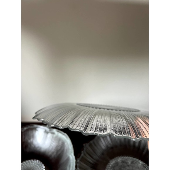 4-Serving Glass Salad Plate and Bowl Set Raised Floral Print Hobnail Unbranded - Picture 11 of 12